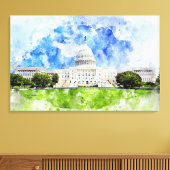 United States Capitol in Washington DC Aquarel Canvas Afdruk