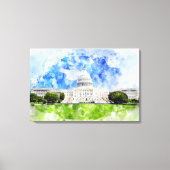 United States Capitol in Washington DC Aquarel Canvas Afdruk (Voorkant)