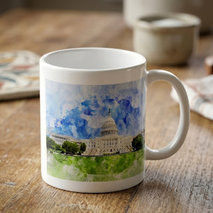 United States Capitol in Washington DC Aquarel Koffiemok