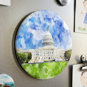 United States Capitol in Washington DC Aquarel Magneet