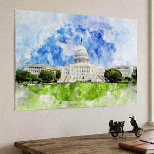 United States Capitol in Washington DC Aquarel Poster