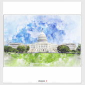 United States Capitol in Washington DC Aquarel Sticker (Vel)
