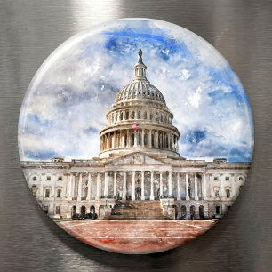 United States Capitol Pasteltekening Washington DC Magneet