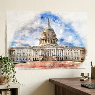 United States Capitol Pasteltekening Washington DC Poster