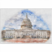 United States Capitol Pasteltekening Washington DC Sticker (Voorkant)