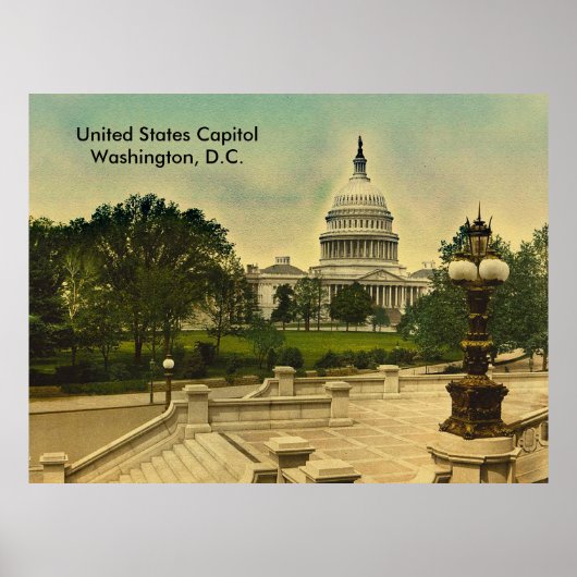 United States Capitol vanuit bibliotheek trappen D Poster (Voorkant)