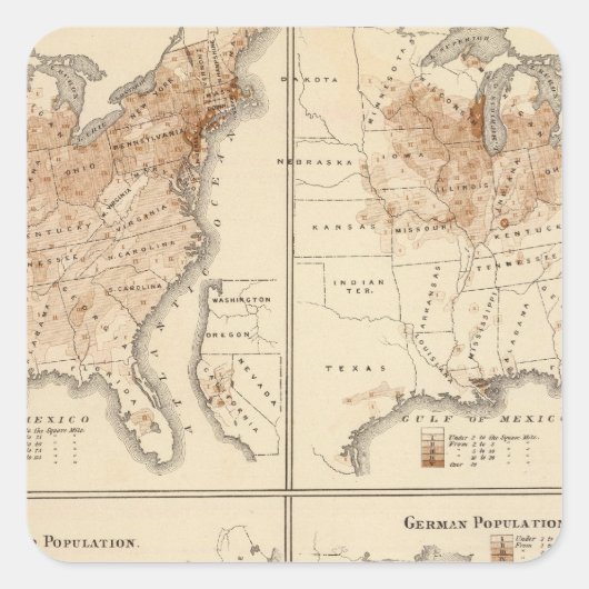 United States Census maps, 1870 Vierkante Sticker (Voorkant)