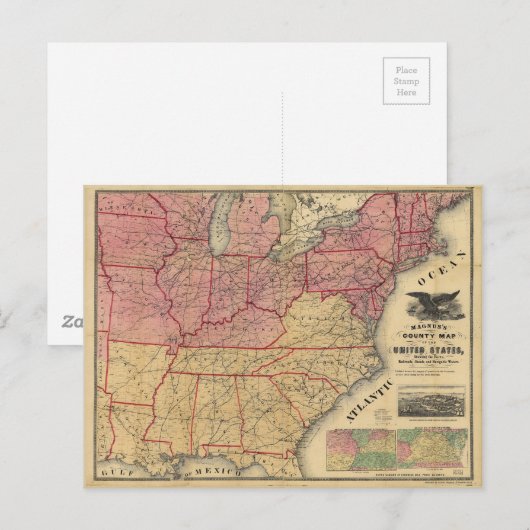 United States Civil War Map door Charles Magnus 18 Briefkaart (Voorkant / Achterkant)