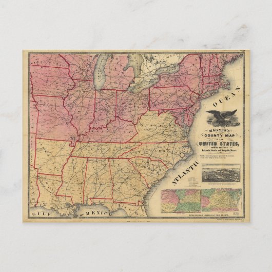 United States Civil War Map door Charles Magnus 18 Briefkaart (Voorkant)