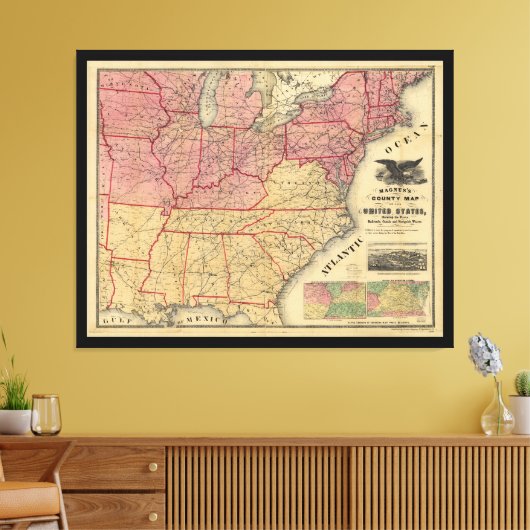 United States Civil War Map door Charles Magnus 18 Canvas Afdruk (Insitu (Woonkamer))