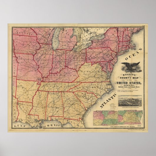 United States Civil War Map door Charles Magnus 18 Poster (Voorkant)