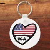 United States Country Code Flag Heart Keyring USA Sleutelhanger (Voorkant)