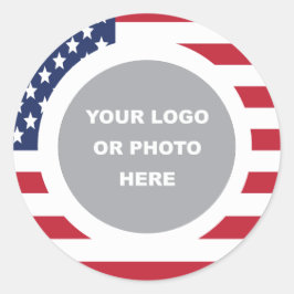 United States Flag Border with Logo Ronde Sticker