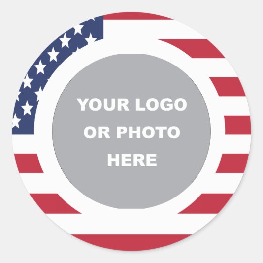 United States Flag Border with Logo Ronde Sticker (Voorkant)
