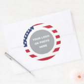 United States Flag Border with Logo Ronde Sticker (Envelop)