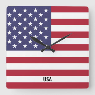United States Flag Dazzling Patriotic Vierkante Klok