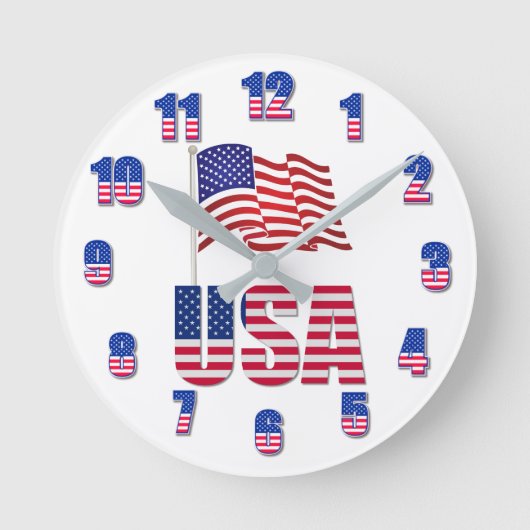 United States Flag Design Ronde Klok (Voorkant)
