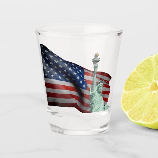 United States flag-Statue of Liberty Shot Glas (Voorkant)