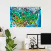 United States Fun Map Poster (Thuiskantoor)
