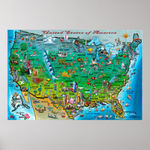 United States Fun Map Poster