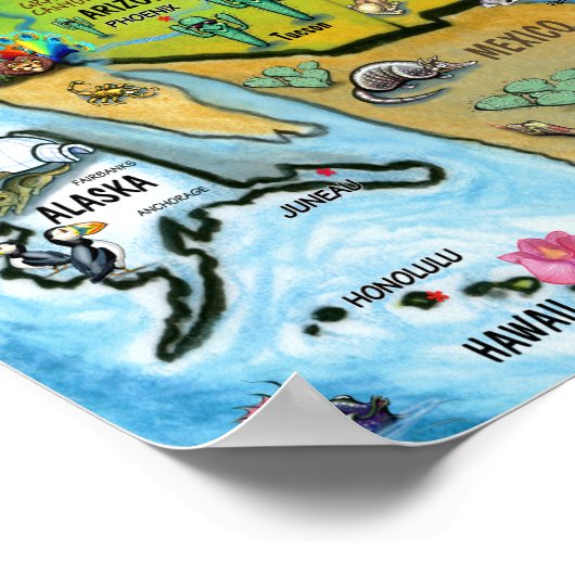 United States Fun Map Poster (Hoek)