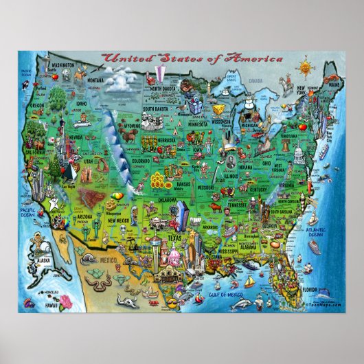 United States Fun Map Poster (Voorkant)