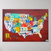 United States License Bord Map 2011 Red Version Poster (Voorkant)