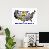 United States License Bord Map Poster (Thuiskantoor)