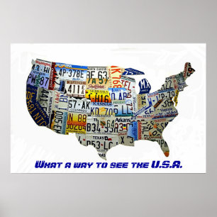 United States License Bord Map Poster