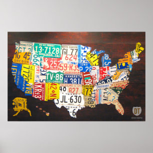 United States License Plate Map Canvas Print