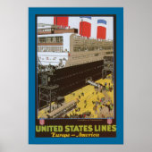 United States Line, Leviathan in Dock Poster (Voorkant)