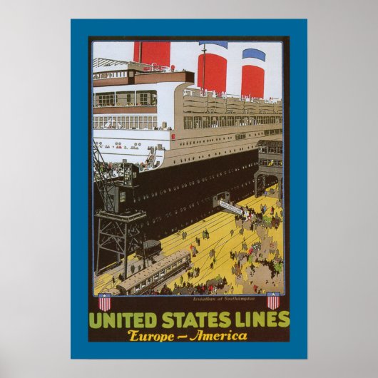 United States Line, Leviathan in Dock Poster (Voorkant)