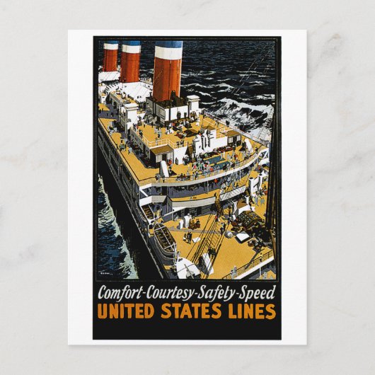 United States Lines Comfort met veiligheidssnelhei Briefkaart (Voorkant)