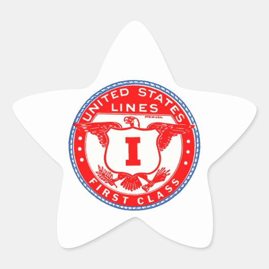 United States Lines Eerste Klas Ster Sticker (Voorkant)