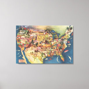 United States Map - American Farming & Agriculture Canvas Afdruk