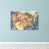 United States Map - American Farming & Agriculture Canvas Afdruk (Insitu (Houten vloer))