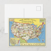 United States Map - Amerikaans erfgoed Briefkaart (Voorkant / Achterkant)