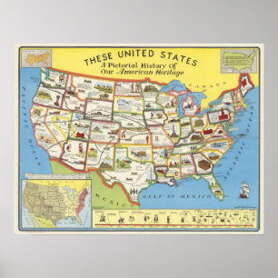 United States Map - Amerikaans erfgoed Poster