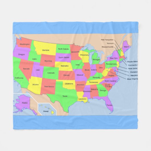 United States Map Fleece Blanket (Voorkant (Horizontaal))