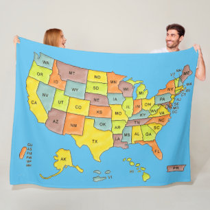 United States Map Fleece Blanket