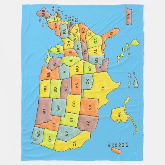 United States Map Fleece Blanket (Voorkant)