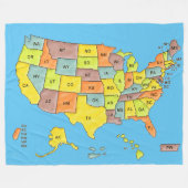 United States Map Fleece Blanket Deken (Voorkant (Horizontaal))