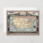 United States Map Ship the Skyway via Air Express Briefkaart (Voorkant / Achterkant)