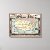 United States Map Ship the Skyway via Air Express Canvas Afdruk (Voorkant)