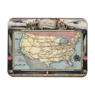 United States Map Ship the Skyway via Air Express Magneet
