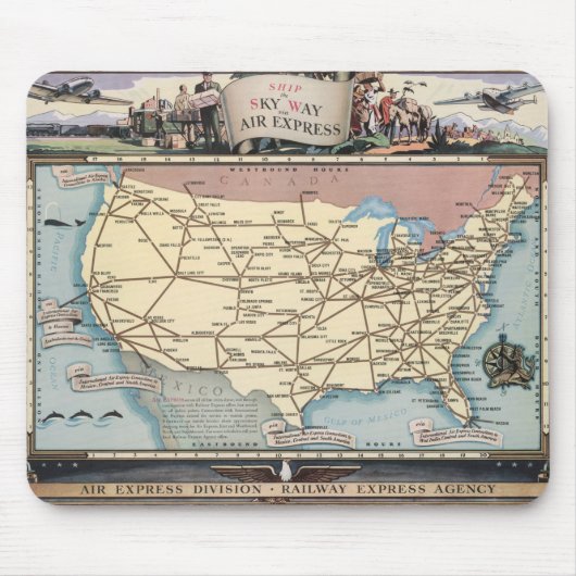 United States Map Ship the Skyway via Air Express Muismat (Voorkant)
