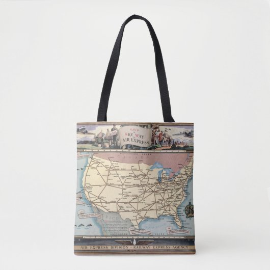 United States Map Ship the Skyway via Air Express Tote Bag (Voorkant)