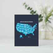 United States Map Teal Minimal Design Briefkaart (Staand voorkant)