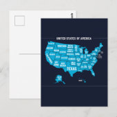 United States Map Teal Minimal Design Briefkaart (Voorkant / Achterkant)