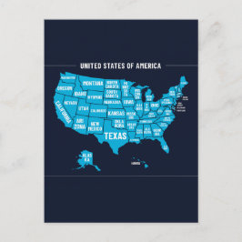 United States Map Teal Minimal Design Briefkaart